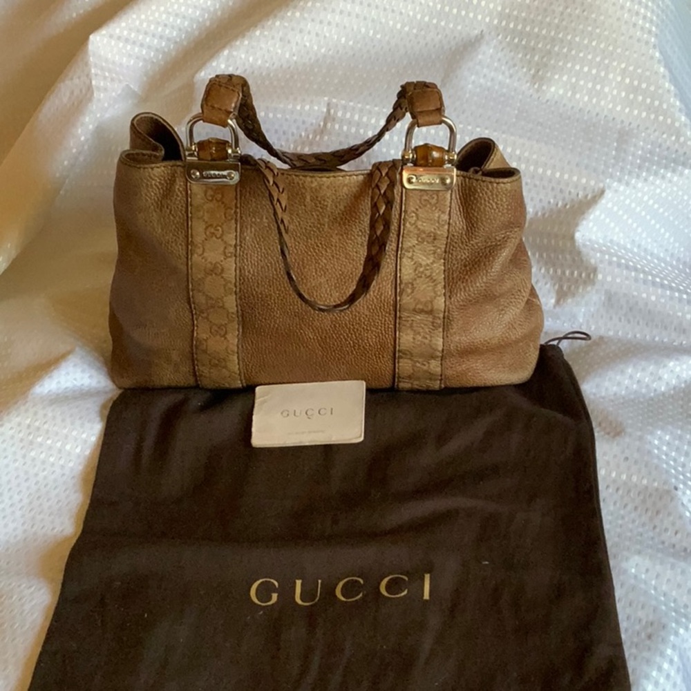 Gucci bamboo bar GG BEIGE tote bag 232947